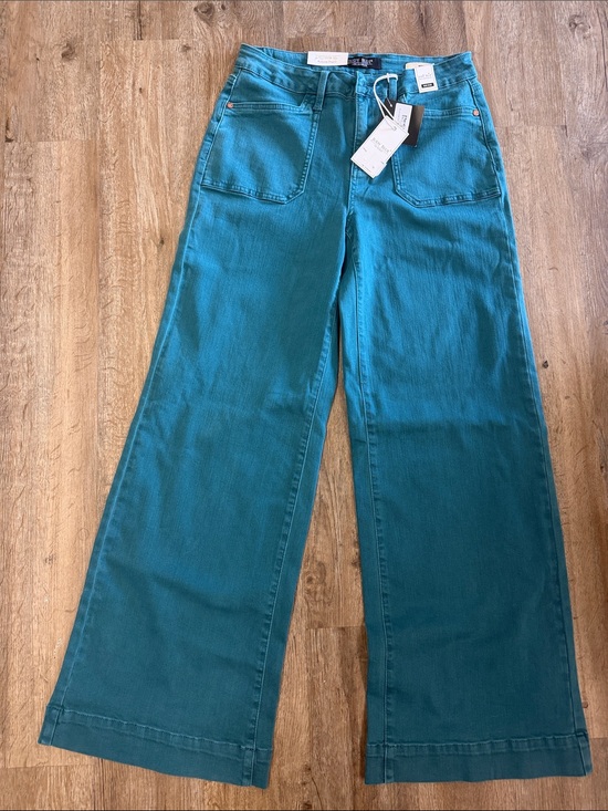 Judy Blue Denim - Judy Blue Teal Wide Leg Utility Jeans